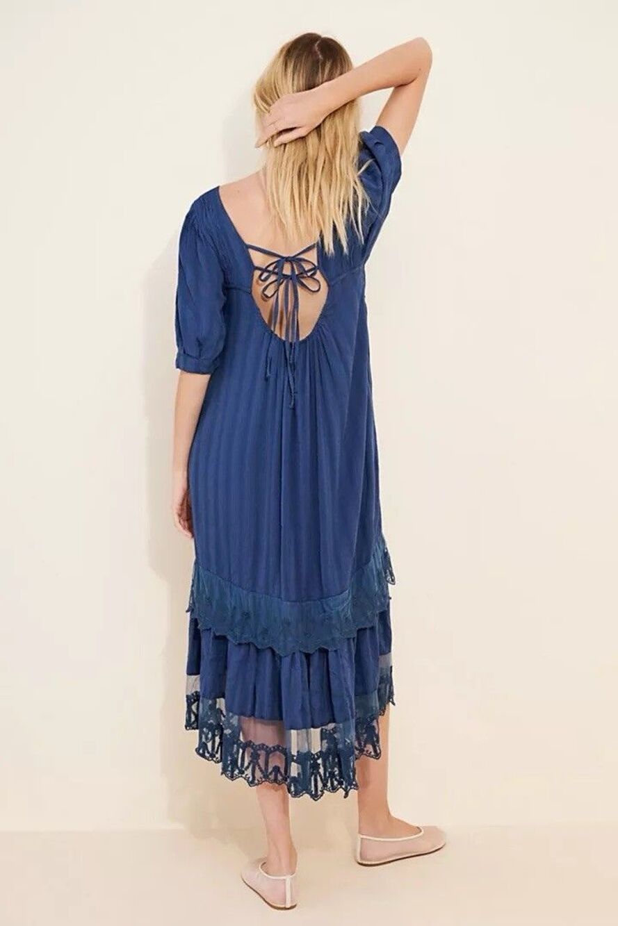 Free People Bohemian Cottage Americana Star Lace Calder Midi Dress - Picture 3 of 8